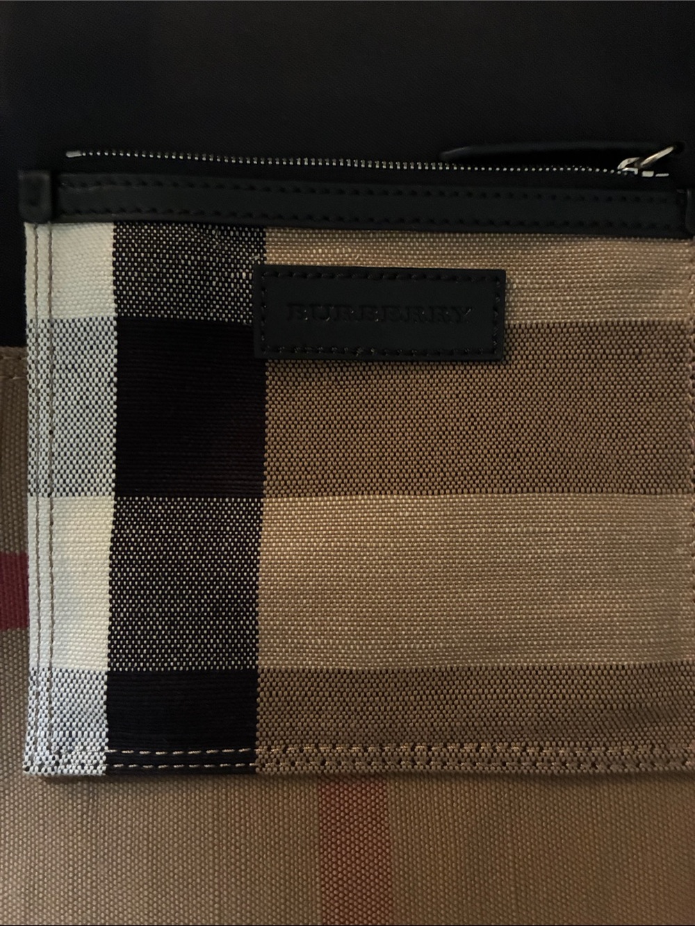 Burberry Check Canvas tote with Pouch in Beige/Tan/ black